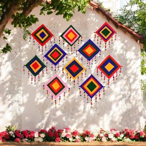 Décoration de mariage Cerf-volant en laine traditionnel Accrochage de porte Décoration murale Tenture Toile de fond de fête Cerf-volant