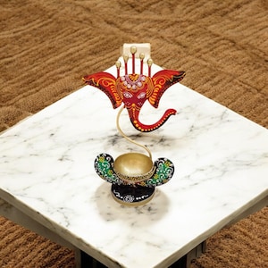 Ganesh Tea Light Holder Statue , Home Decor , Figurine , Ganesh Idol , Pooja Room Decor , Diwali Decor  Gifting