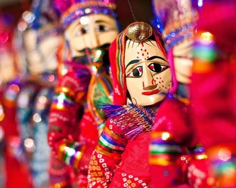 Handmade Indian Kathputli Puppets: Wedding Decor, Set of 2