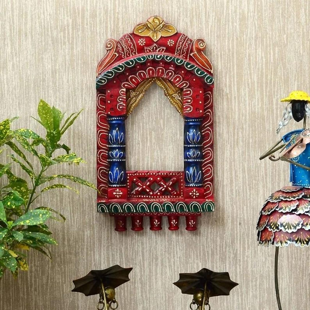 Traditional Wooden Jharokha Wall Decor Hand Carved Indian Wall Mirror ...