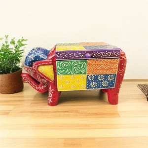 Wooden Hand Painted Elephant Chest of Drawers Jewellery Box Christmas Gift Wooden box Trinket Box Girl&#39;s Gift Mother&#39;s Day Gift BohoStyle