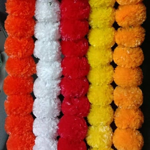 Wholesale Artificial Marigold Flower Garland Wedding Indian Event Decoration Artificial Flowers Strings Mehndi Decorations