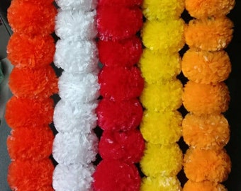 Wholesale Artificial Marigold Flower Garland Wedding Indian Event Decoration Artificial Flowers Strings Mehndi Decorations