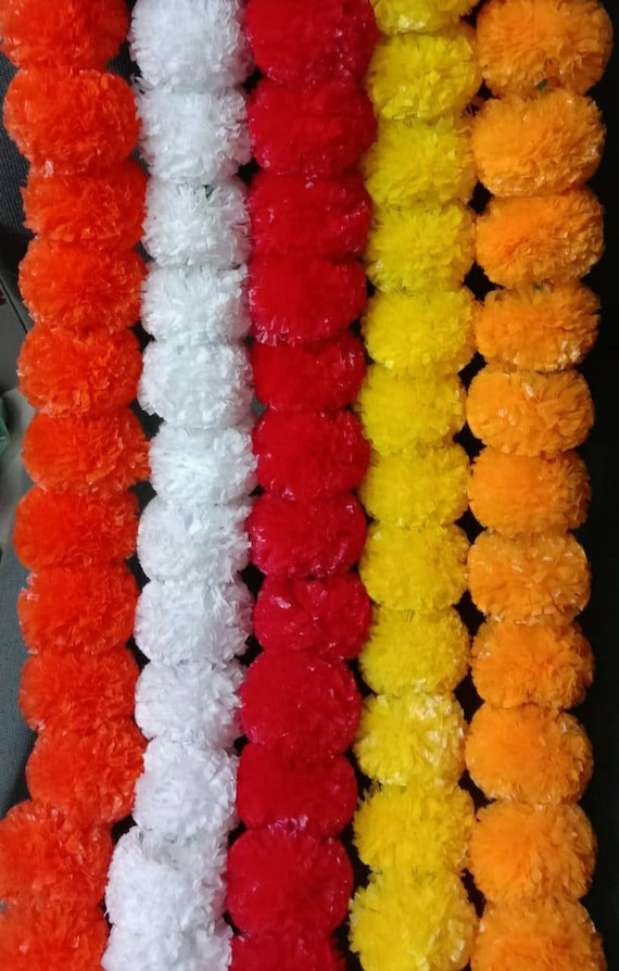 Wholesale Artificial Marigold Flower Garland Wedding Indian Event Decoration Artificial Flowers Strings Mehndi Decorations