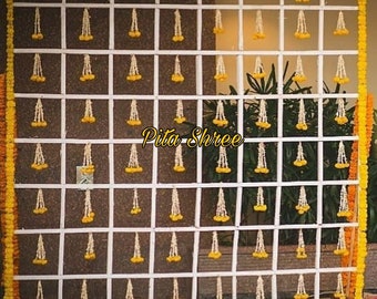 Indian Wedding Decor Mehndi Decor Pooja Decor Haldi Decoration Sangeet Decor Marigold Garland Pooja Backdrop Mehndi Backdrop