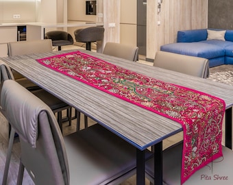 Beaded Table runner throw tapestry wall hanging Rare sari beaded patch work embroider heavy patchwork Indian home decor handmade table linen