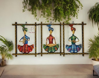 Handmade Wrought Iron Rajasthani Musician Wall Art