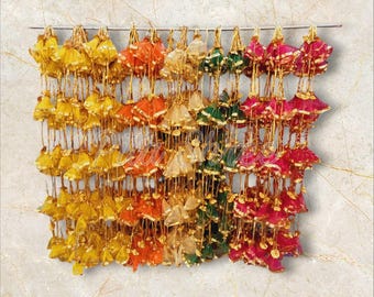Colorful Tassel Gota Flower String: Indian Wedding Party Decor