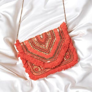 Bolso bohemio con cuentas turquesas, bolso tipo sobre de moda, bolso bandolera, bolso de yute, bolso de regalo de moda, bolso banjara, regalo para mujer, bohemio, hecho a mano