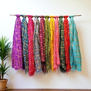 Bandhani Dupatta in seta: sciarpa Chinon, abbigliamento da festa indiano
