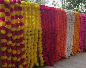 Artificial Marigold Flower Garland Wedding Indian Event Decoration Artificial Flowers Strings Mehndi Decorations
