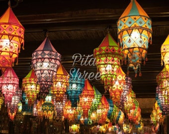 Christmas Festival Mix Lot Cotton Hanging Lamp Shade Indian Wedding Decor Lanterns Diwali Lamps Ethnic Lamp