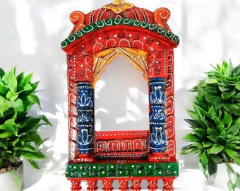 Wooden Jharokha Wall Hanging: Rajasthani Window Frame, Home Decor