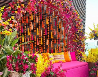 Handmade Multicolored Tassels: Indian Wedding Decor Door Hangings