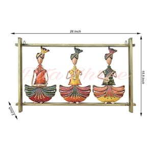Large Handcrafted Metal Musician Frame, Indian Traditional Metal Wall Art
