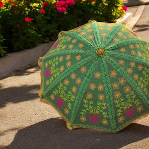 Indian Garden Umbrella Sun Shade Patio Mandala Umbrella Cotton Outdoor Fabric Decorative Sun Tapestry Umbrella