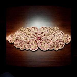 Luxury handmade table runner, beaded table runner, gold and red table mat beaded charger