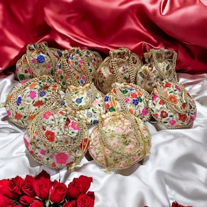 Women&#39;s Embroidered Clutch Purse Potli Bag Pouch Drawstring Bag Wedding Favor Return Gift For Guests