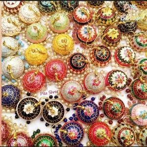 Handmade Meenakari Jhumka Earrings: Indian Wedding Favor Gifts