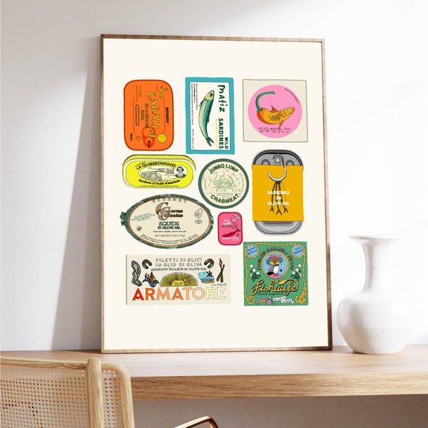 Tinned Fish Print | Aesthetic Kitchen Print | Fish Poster | Sardines