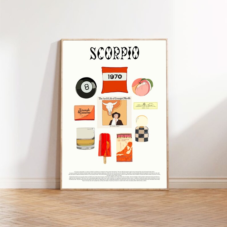 Schorpioen Trinket Print | Schorpioenposter | Dierenriem afdrukken afbeelding 2