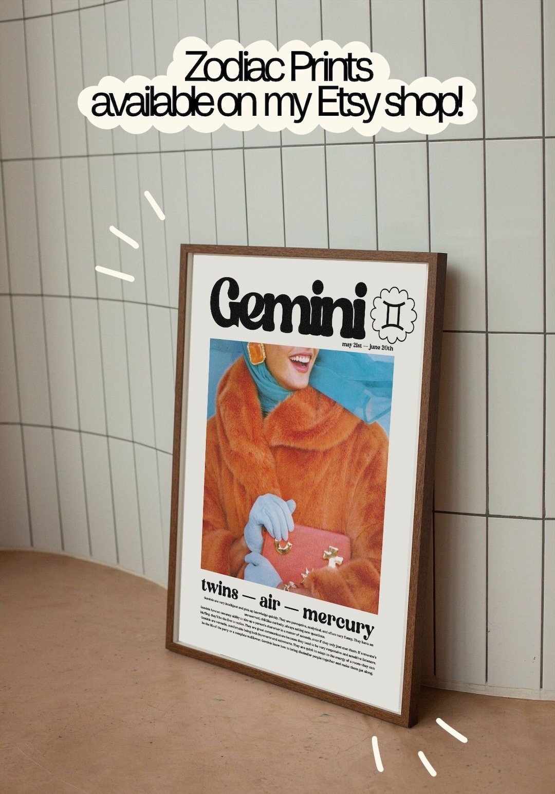 Gemini Print Gemini Poster Gemini Aesthetic Zodiac Poster Tik Tok Decor