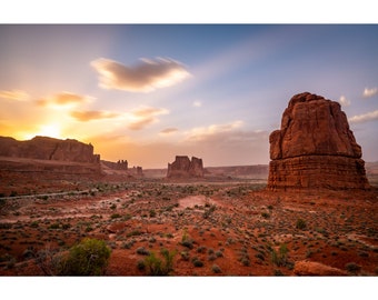 Arches National Park Wall Photo Print, Metal Prints, Nature Photography, Large Wall Art, Utah Sunset Landscape, Canvas Wrap