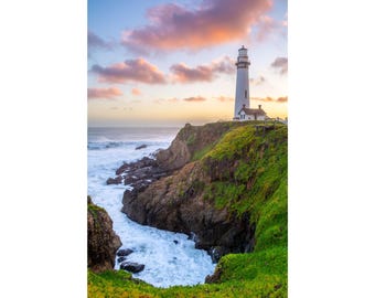 Pigeon Point Lighthouse Wall Print, Metal Prints, Nature Sunset Photography, California Wall Art, Pacific Coast, Canvas Wrap Home Decor