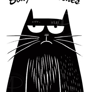 Postkarte „Bonjour Bitches“ – Freche Katzenillustrazione