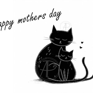 Postkarte „Happy Mother's Day“ – Liebevolle Katzenillustration