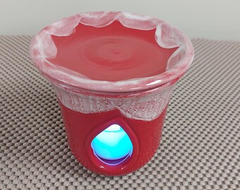 Red and White Luminary with Matching Plate