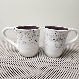 Handmade Ceramic Mug in Confetti Glaze with a purple liner glaze - 550 mls