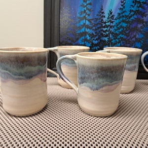 Blue / Cream / Pink Pottery Mug - 18 to 20 ounce