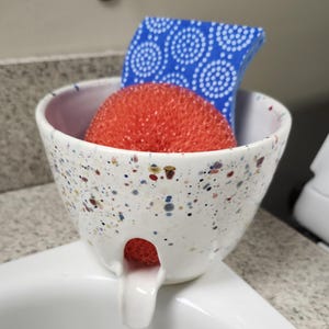 Portaoggetti da lavello grande in ceramica, realizzato a mano - Vari colori