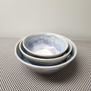 Cream, Blue and Pink Nesting Bowls -Set of Three
