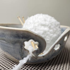 Blue and Cream, Flower Pottery Yarn Bowl