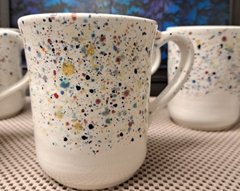 White with Color Speckles Pottery Mug - 18 to 20 ounces