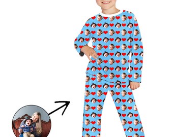 custom kids pajama set photo face pjs pet gift for kids birthday party favour kids personalized pajama  funny gifts for kids holiday pajamas