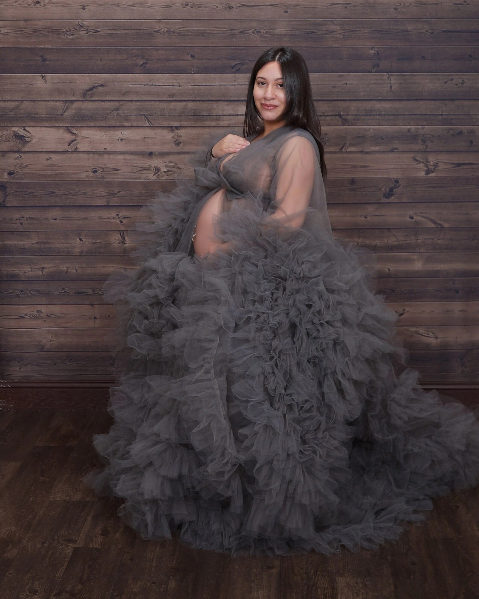 fluffy maternity robe
