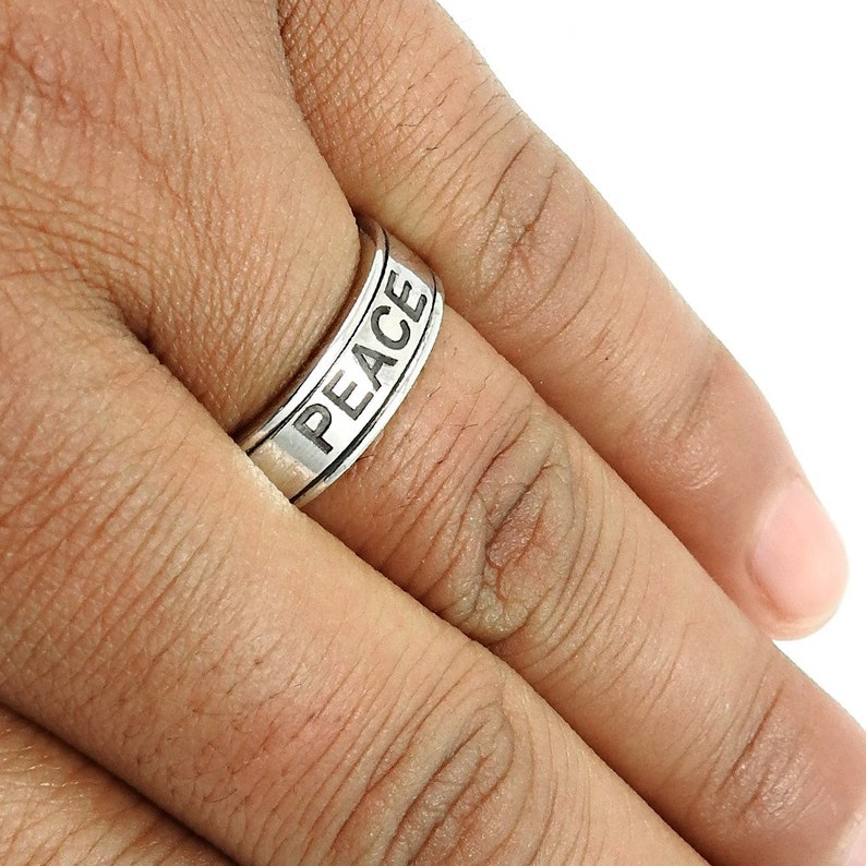Peace Spinner Ring Fidget Ring Peace Sign Ring Peace Band Etsy