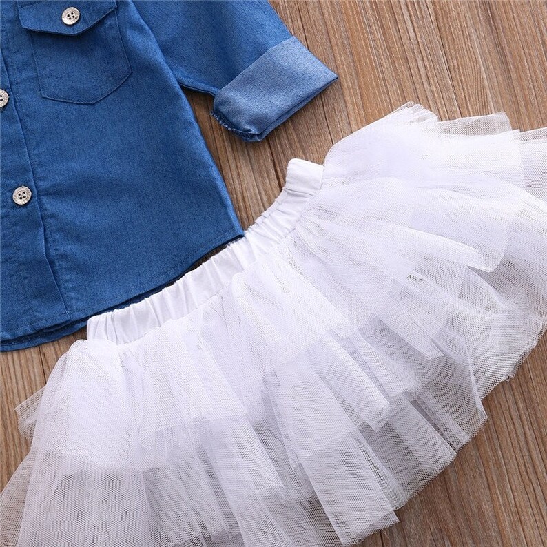 Baby Girl Summer Clothing Sets Baby Girls Clothes Denim Shirt Etsy
