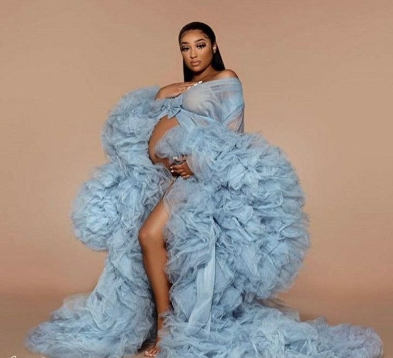 fluffy maternity robe