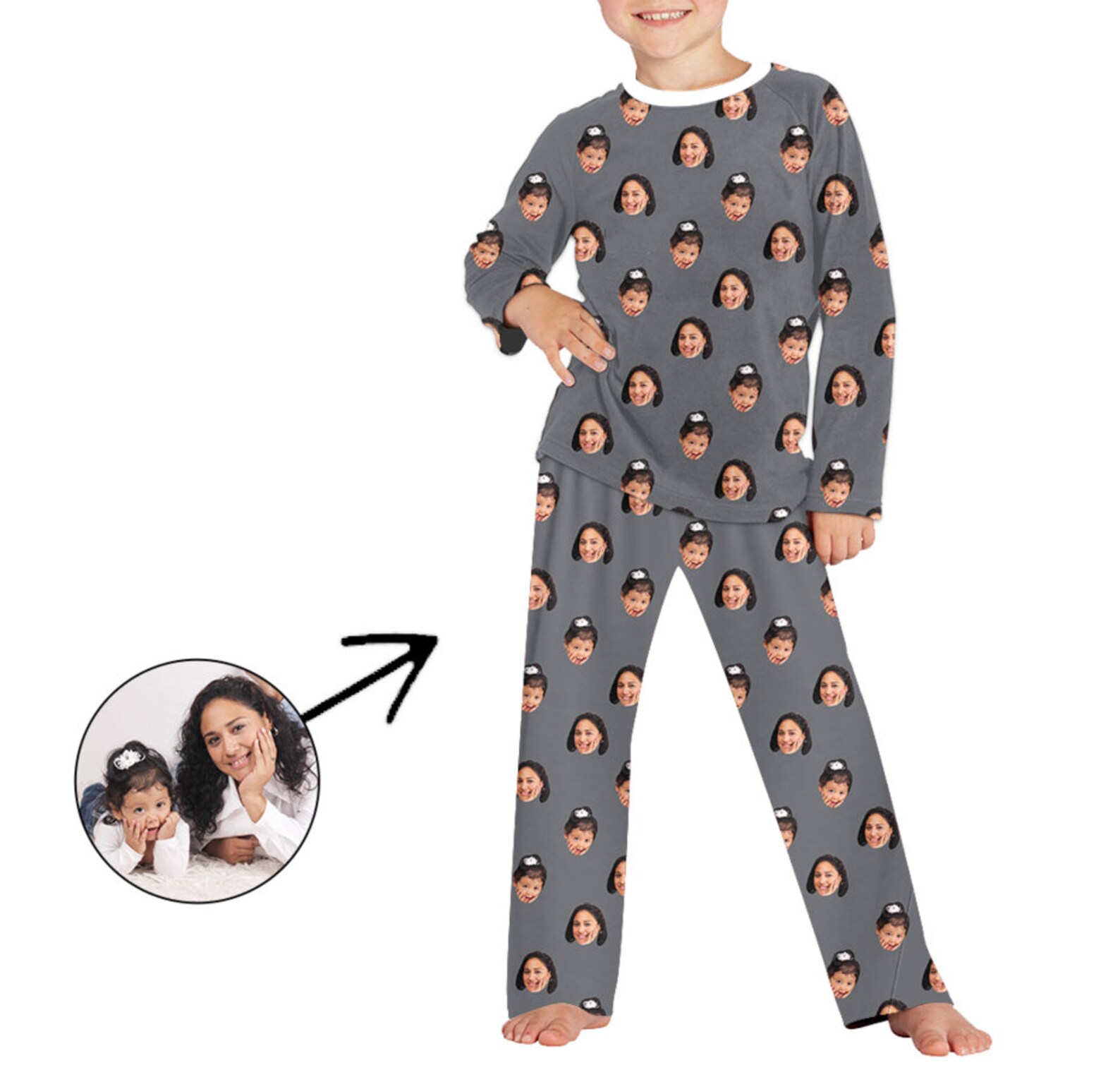 Custom kids pajama set photo face pjs pet gift for kids Etsy