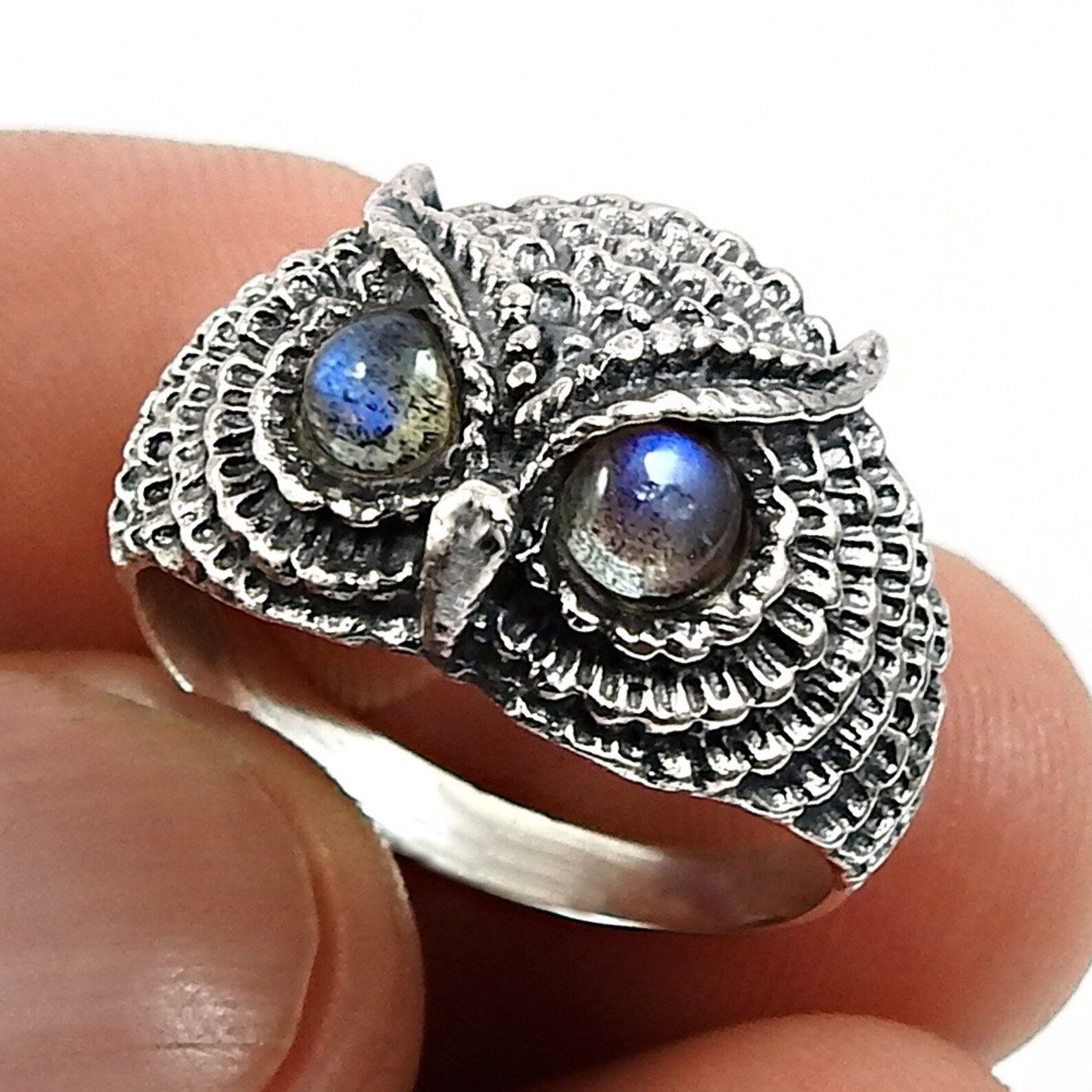 925 Sterling Silver Owl Ring Barn Owl Bird Ring Good Etsy