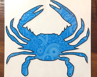 Official Shore Redneck® Blue Paisley Crab Decal