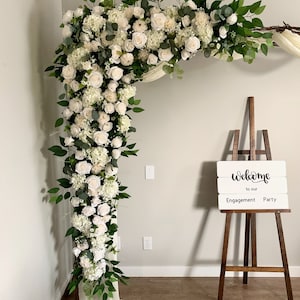 2pcs Wedding backdrop/ Wedding arch arrangement with white flowers & greenery/Silk flowers arbor/Corner Swag and tieback/ Event floral decor