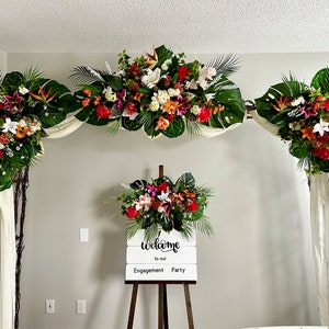 Tropical flowers wedding arch /Lilies swag/Wedding silk backdrop/Tropical archway arrangement/Tropical arbor decor/Tropical wedding package