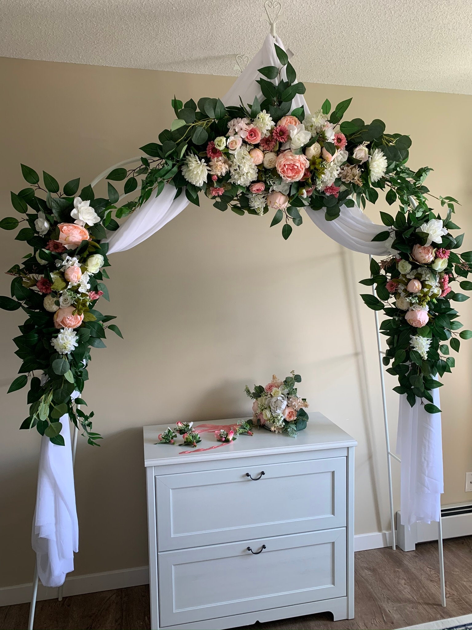 Blush Pink Wedding Arch Flowerssilk Flowers Swag and Two - Etsy