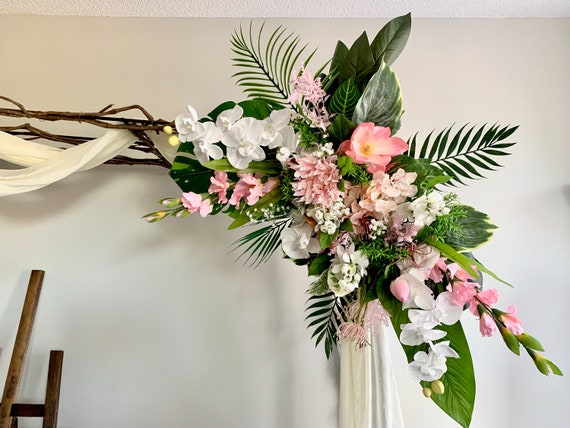 Tropical Wedding Arch Flowers/corner Swag &tieback Made With 