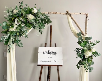 2pcs Greenery swag & tieback for wedding arch with anemones, hydrangeas, roses/Silk flowers wedding backdrop/Faux flower wedding arbor/Decor